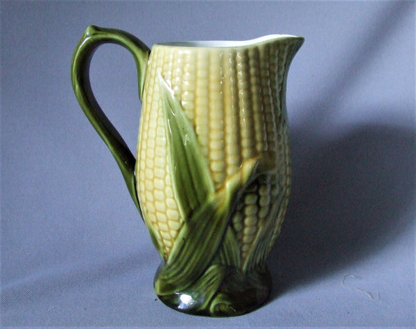 Vintage Majolica Corn Pitcher Bungalow Bill Antique