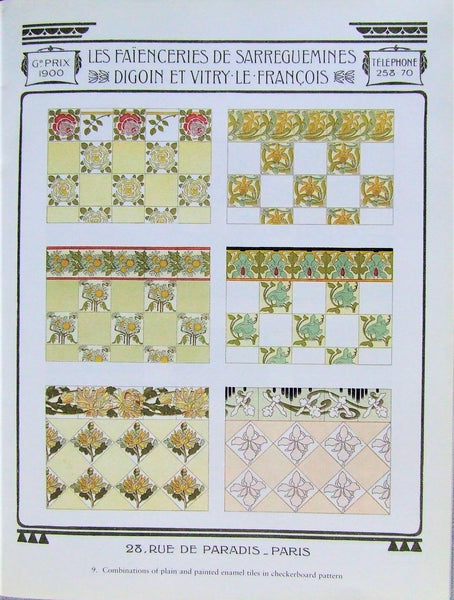 Sarreguemines Art Nouveau Tile Bungalow Bill Antique