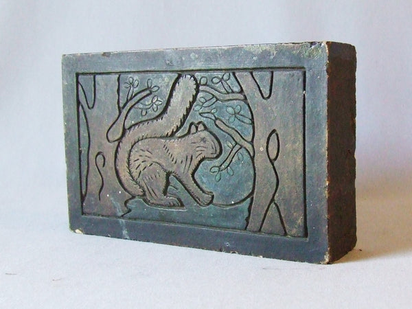 Decorated Stark Brick & Tile Squirrel In Tree Architectural Ceramic Antique