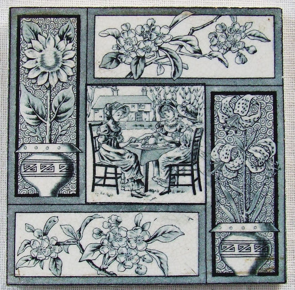 Kate Greenaway Aesthetic Movement Tile T & R Boote