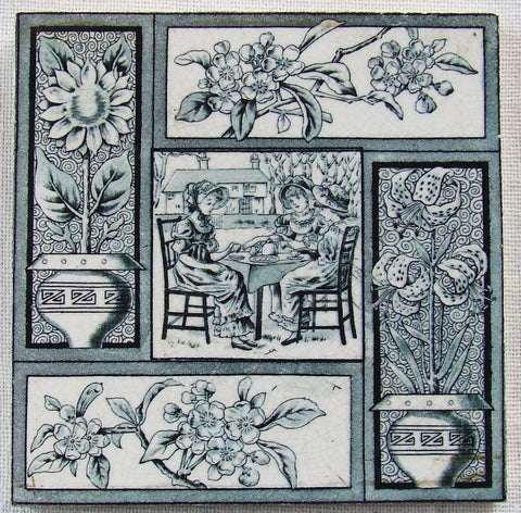 Kate Greenaway Aesthetic Movement Tile T & R Boote