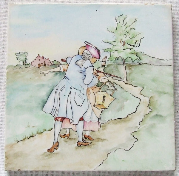 Mosaic Tile Hand painted Bungalow Bill Antiques