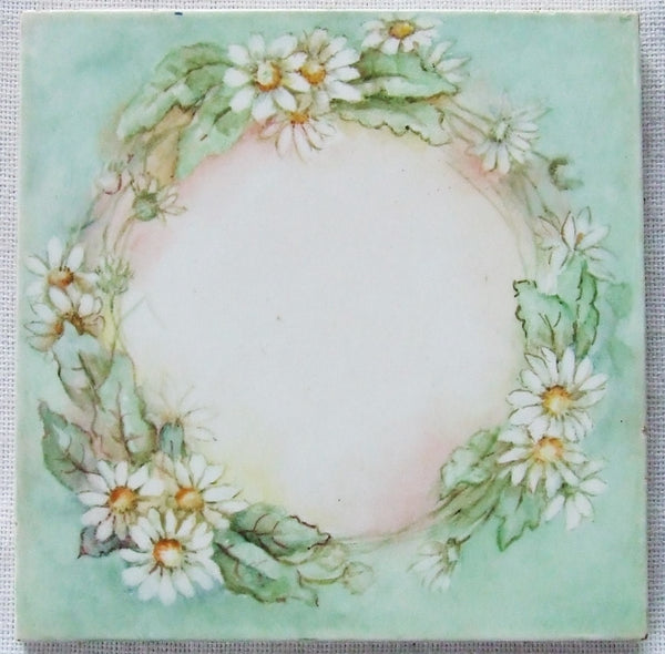 China Painting Tile Bungalow Bill Antique