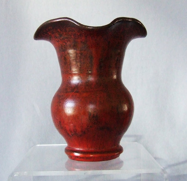 Smithfield Pottery Chrome Red Ruffle Top Vase