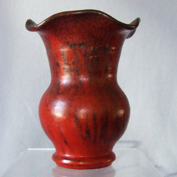 Smithfield Pottery Chrome Red Ruffle Top Vase