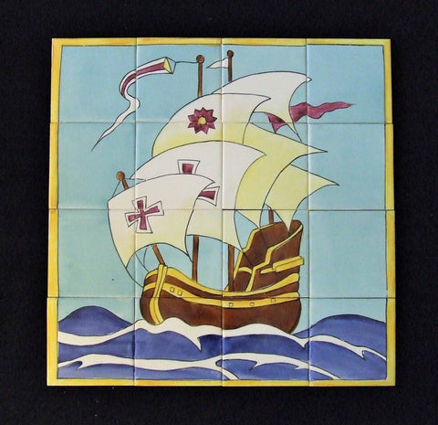 Fujimiyaki Mosaic Tile Panel Galleon