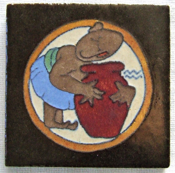Flint Faience Tile Zodiac Aquarius