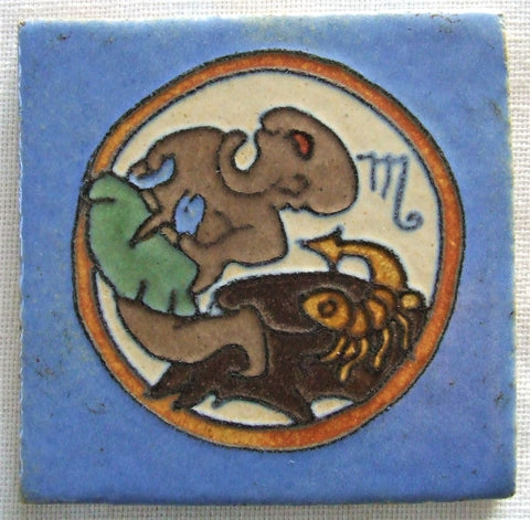 Flint Faience Tile Zodiac Scorpio
