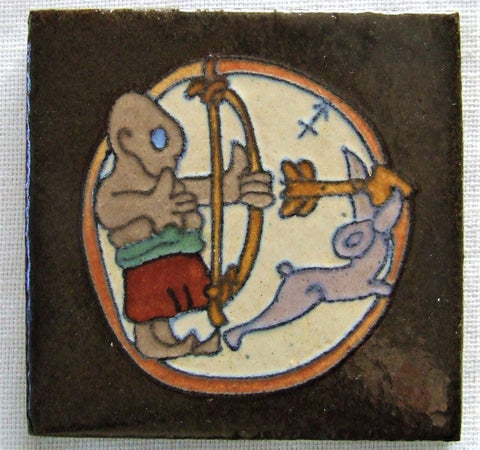 Flint Faience Tile Zodiac Sagittarius