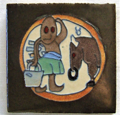 Flint Faience Tile Zodiac Taurus