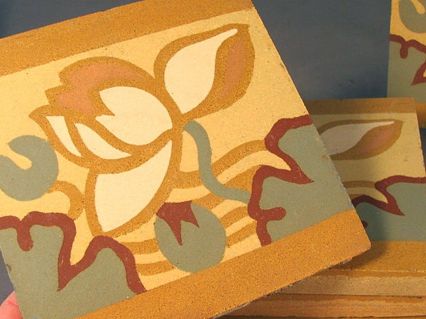 Boch Freres Maubeuge Tile Waterlily Encaustic