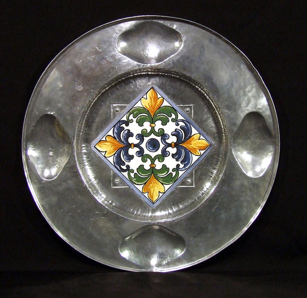 Cellini Craft Art Deco Aluminum Charger with Tile