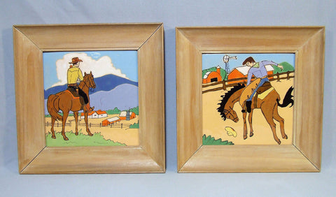 San Jose Pottery Tiles with Cowboys